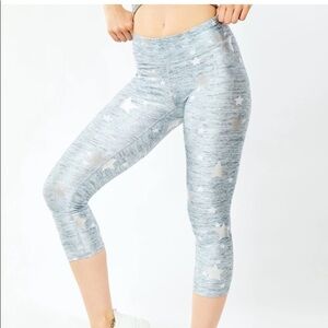 Terez Graphic Silver Star Spacedye Crop Capri Leggings sz S